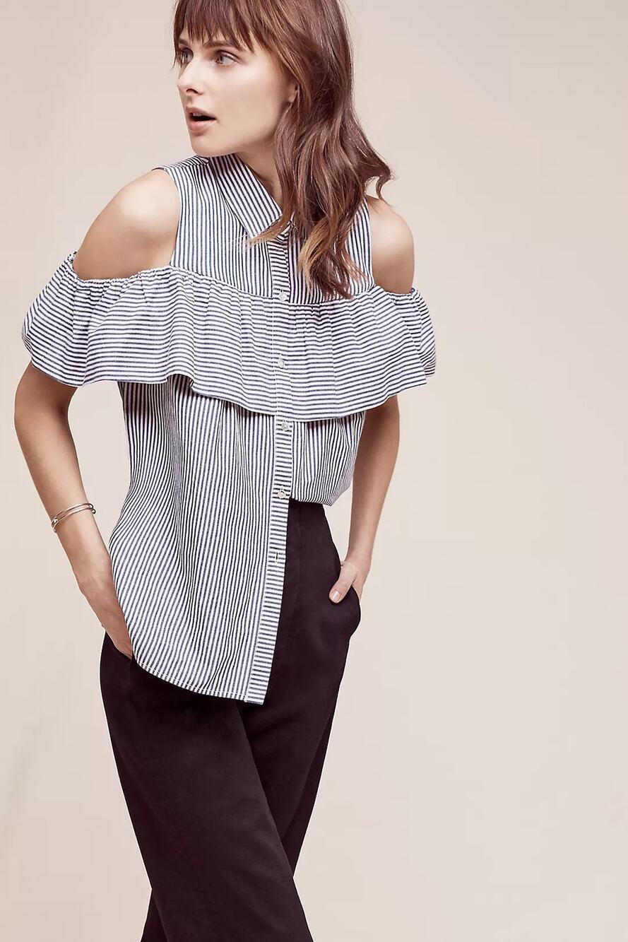 2 FOR $30 | Sunday in Brooklyn Scilla Stripe Cold Shoulder Top Medium Blue